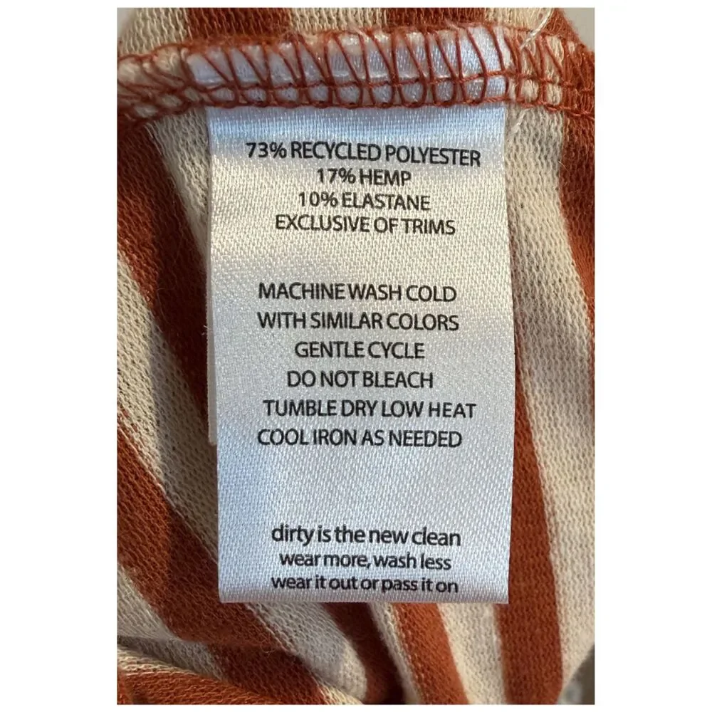 Toad & Co Piru Orange Cream Striped Henley Midi Tank Dress Size XL Pockets - Picture 3 of 5